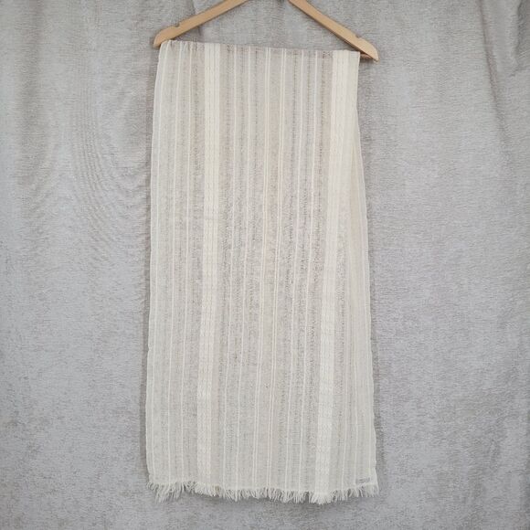 Churchill Handwoven Vintage Wool Scarf Elegant Cream Scarf - Picture 4 of 8